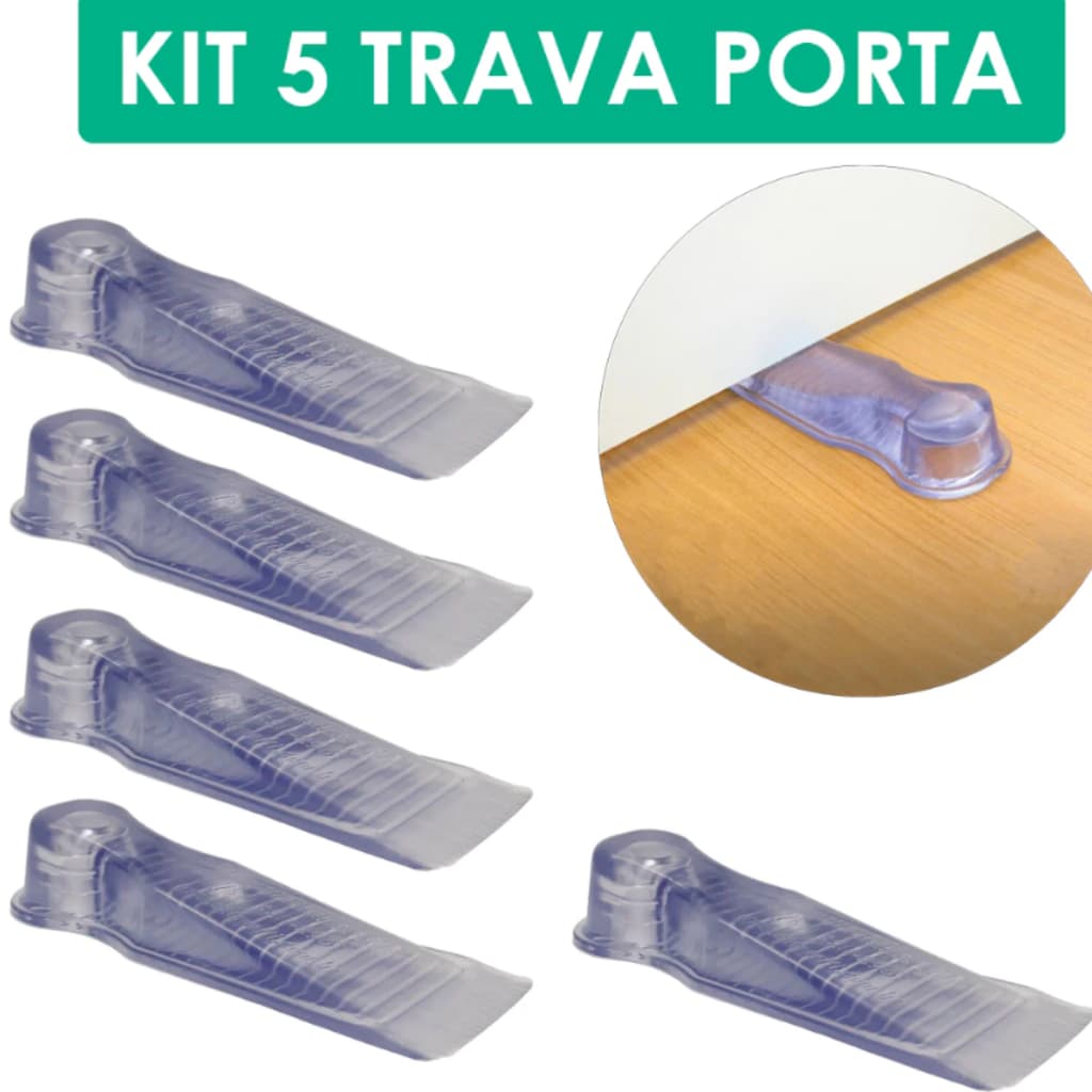 Trava Porta Silicone Transparente Aparador Peso Calço