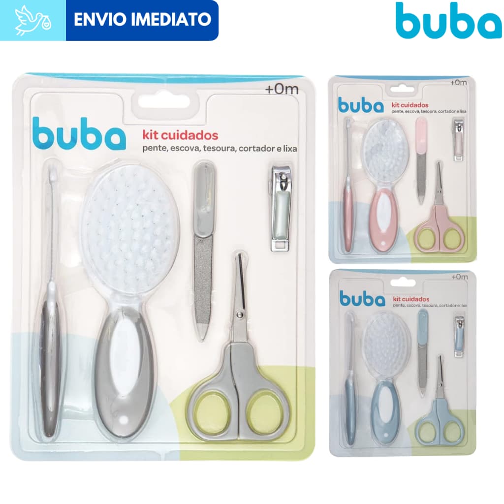 Kit Higiene Cuidados Buba Bebê Pente Escova Cortador De Unha E Lixa