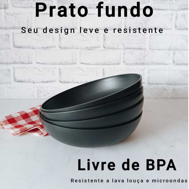 Kit 4 ou 6 Pratos Fundos Refeições Lanches Sopas e Porções
