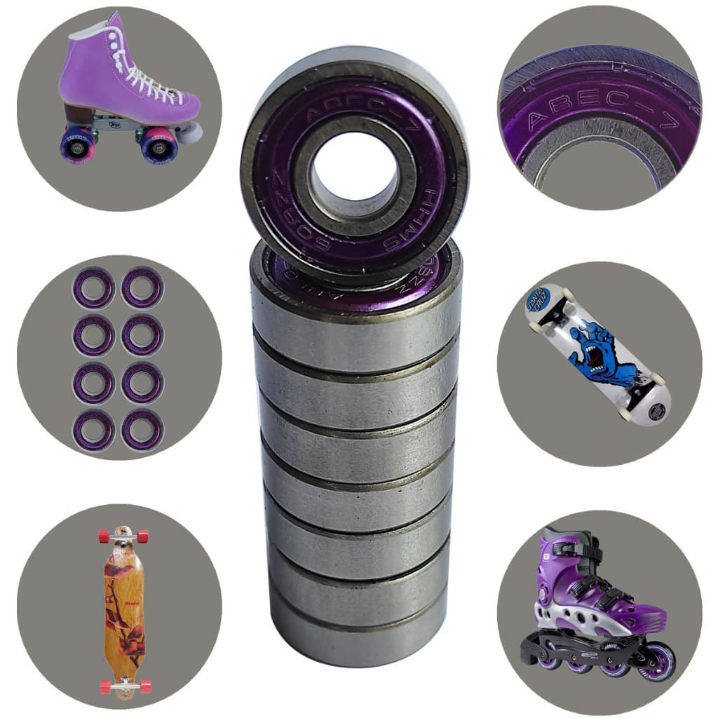 Kit 8 Rolamento 608ZZ Abec 5 7 9 11 13 15 Skate Patins In Line e Quad Longboard Simulador de Surf