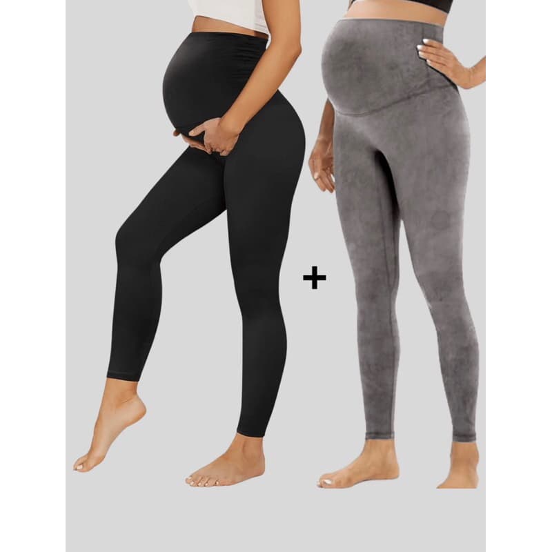 Kit 2 Legging gestante calça grávida maternidade suplex alto conforto sustentação barriga cós alto