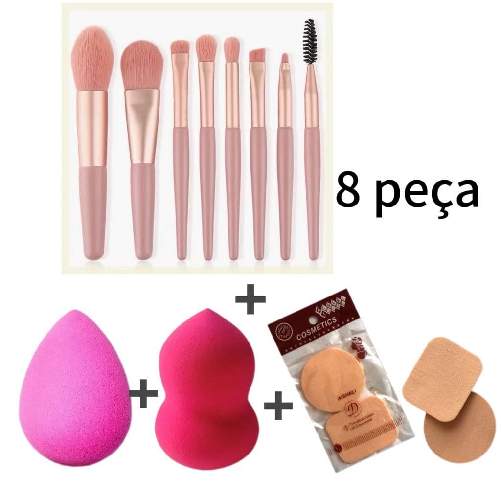 Kit de Pincel 8 + 2 Esponjas + 1 Kit esponja de Pó aleatório