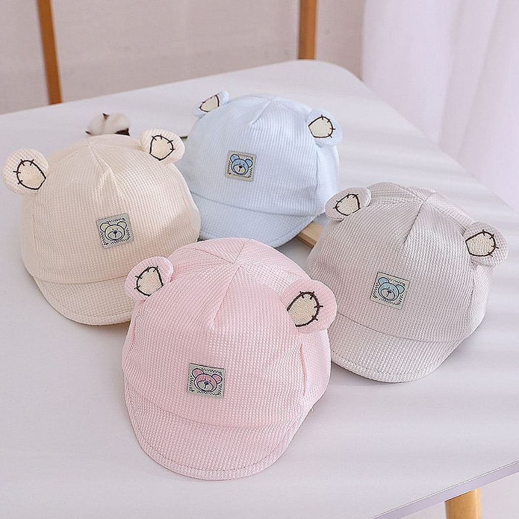 Boné Chapéu Bebê Infantil Bordado Orelha Ursinho Unissex Fofo Verão Proteção Solar