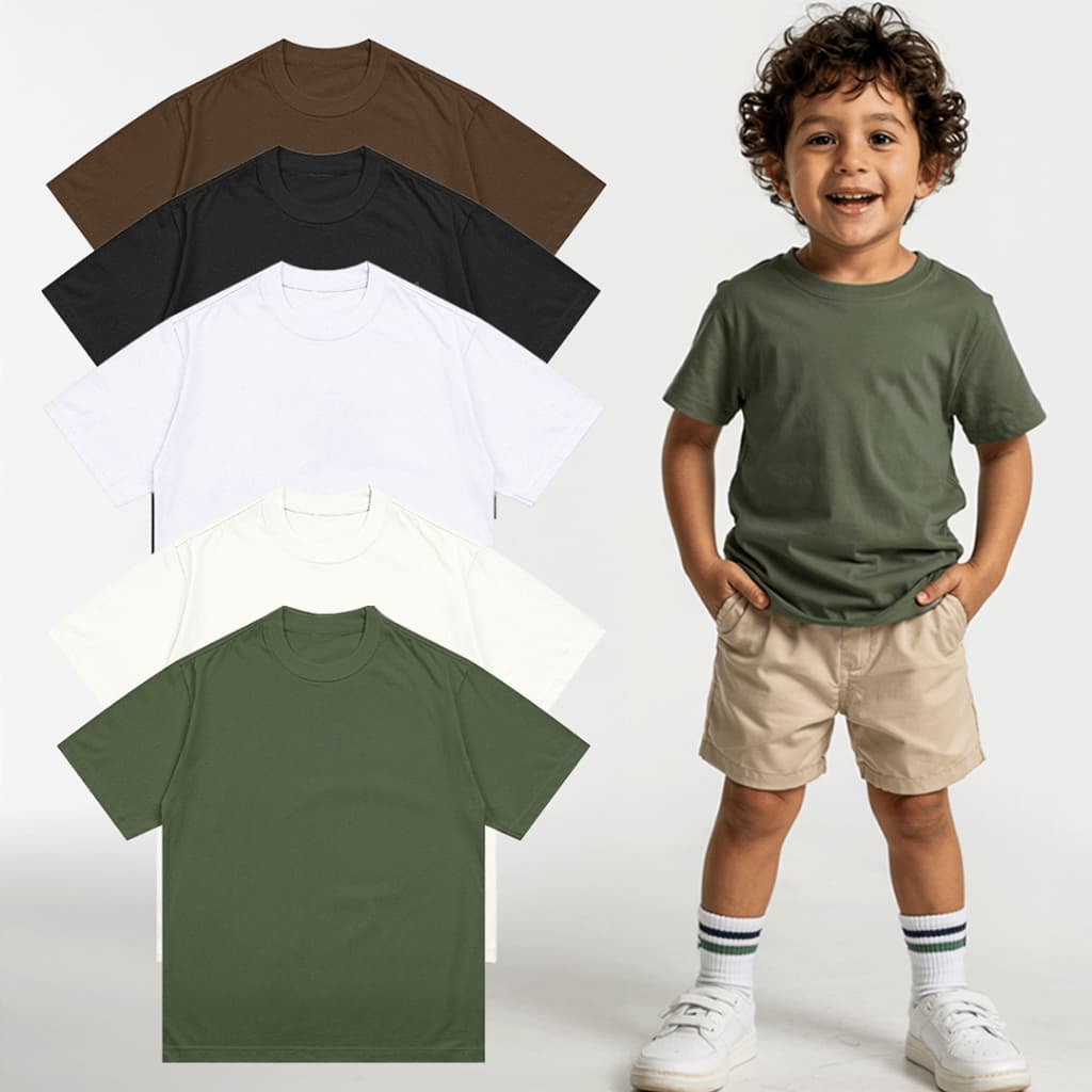 Camiseta Manga Curta Menino Roupas Infantil Lisa Preta Branca Verde Marrom 1 ao 10