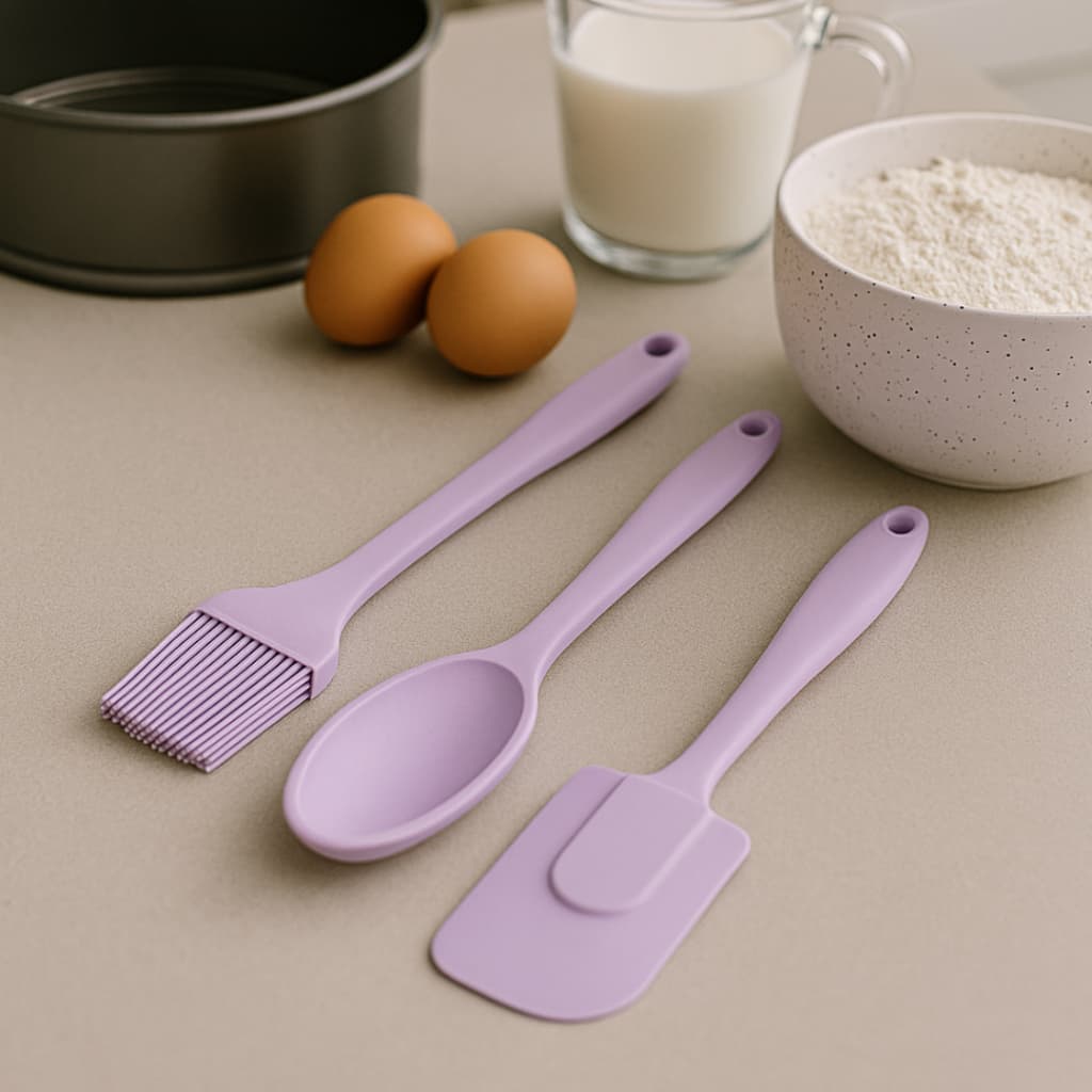 Kit Confeiteiro com Pão Duro/Pincel/Colher Silicone e Plástico