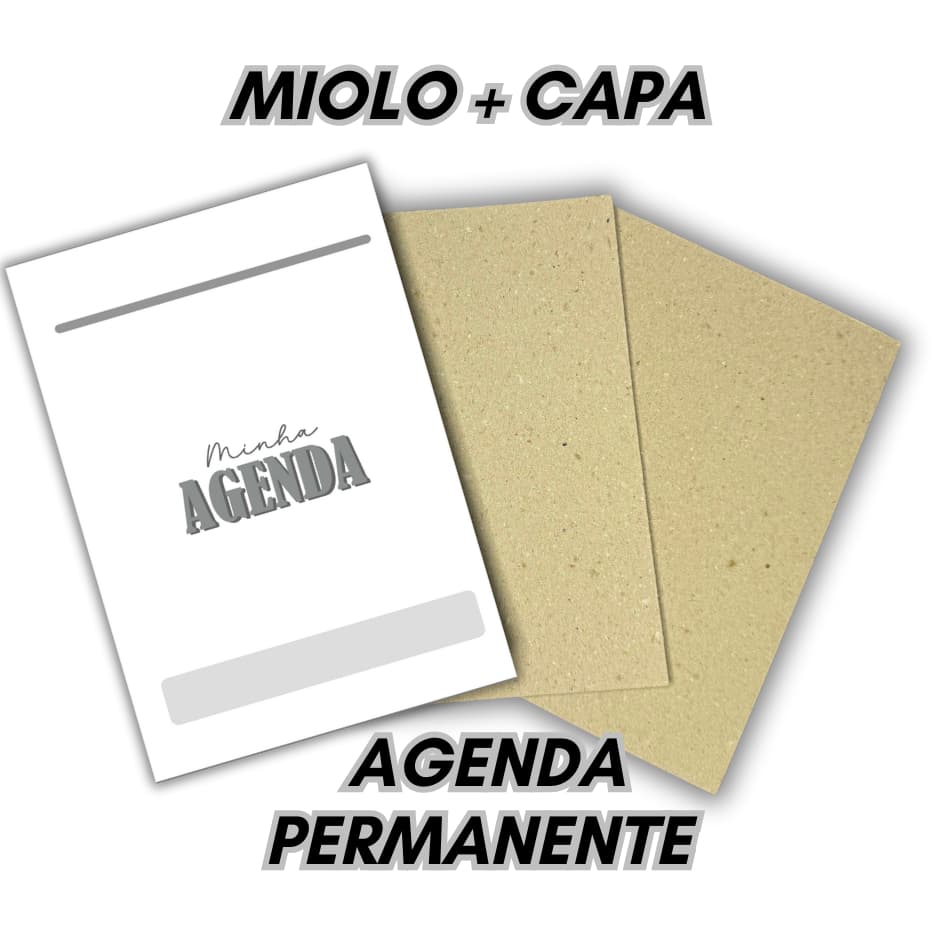Miolo de Agenda Permanente - Impresso no A5 - Capa Dura + 432 Páginas