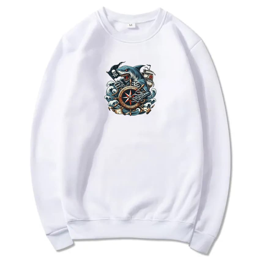 Blusa Moletom Sem Capuz Tubarão Pirata Ótima Qualidade