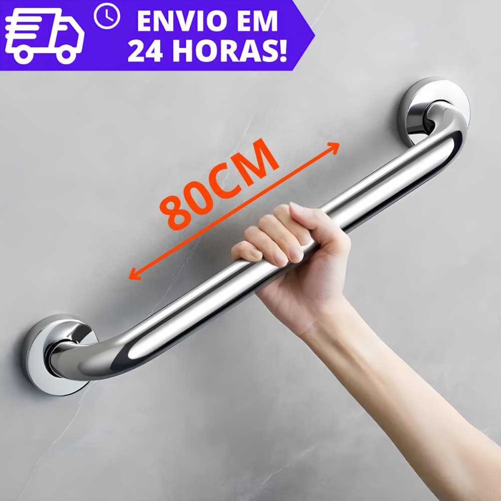 Kit 2 e 1 Alça de Apoio Alumínio Barra 80CM Acessibilidade Segurança Idoso Banheiro Box Corrimao Suporte Anti Queda
