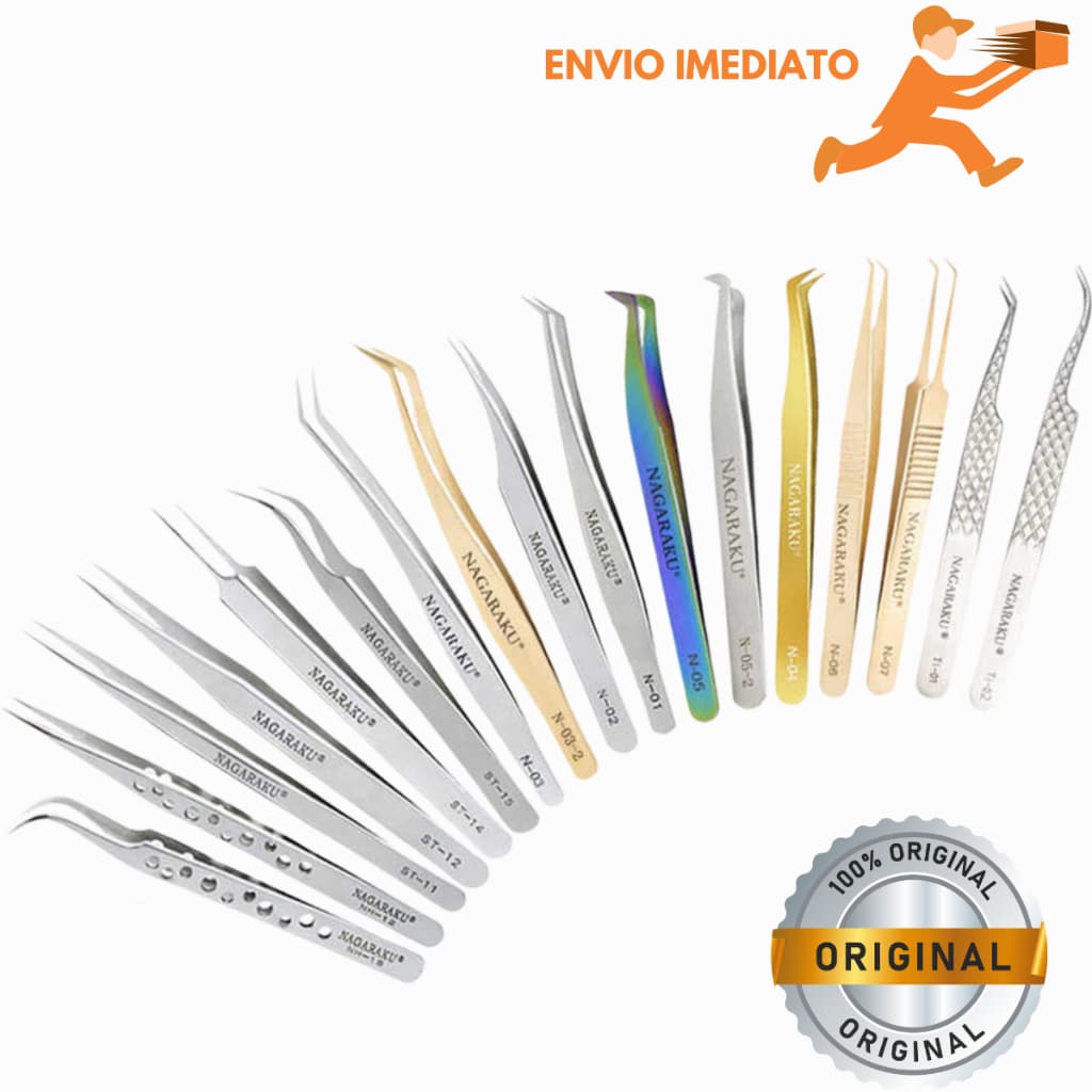 Pinça De Aço Inoxidável NAGARAKU Com Curva Reta Para Extensão De Cílios Envio Imediato
