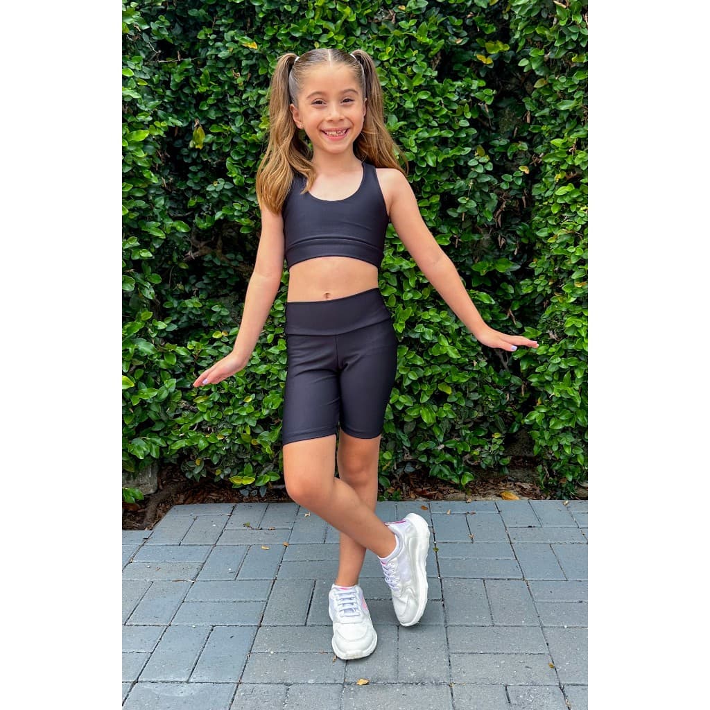 Kit Conjunto Infantil Short Ciclista e Top Menina Kids roupas de Treino