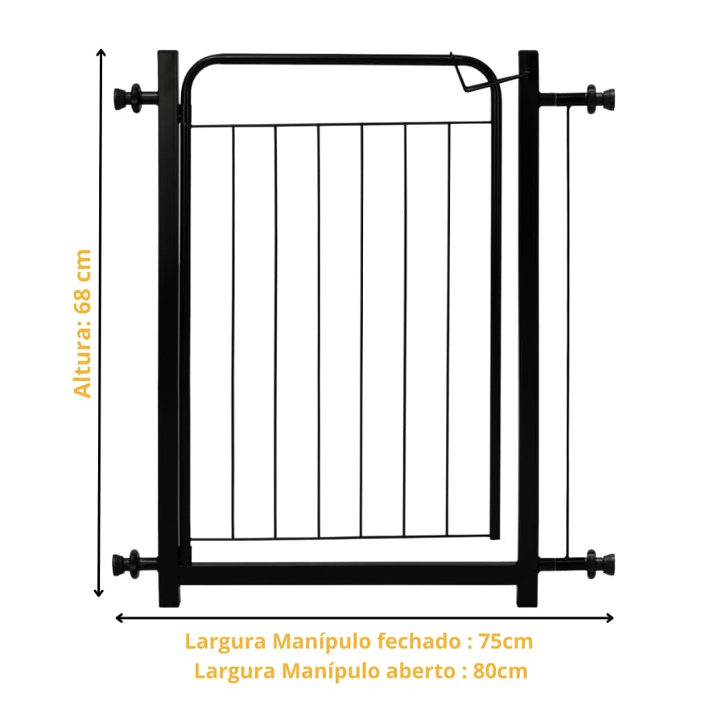 Portão Segurança Pet Grade Aramado Segurança Bebês Pets Cercadinho Acompanha Extensor de 5cm