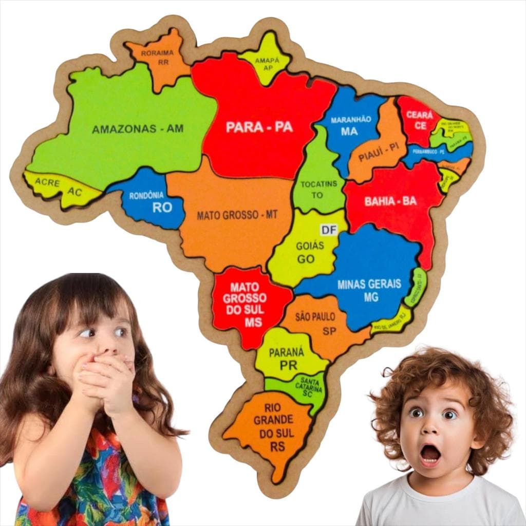Mapa Do Brasil Em Madeira Quebra Cabeça Região Estado