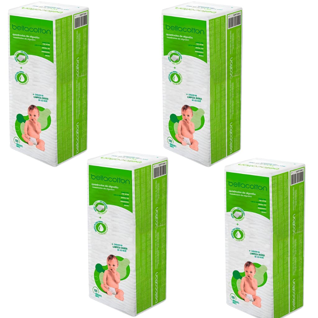 Algodão Quadrado Bellacotton Bebê 100 unid. - Envio Imediato! Limpeza do bebê