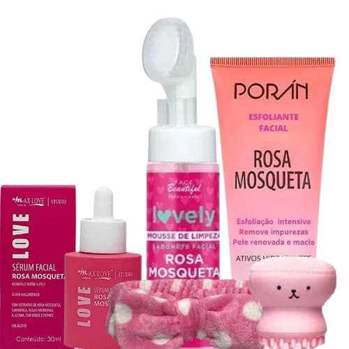 Kit skincare rosa mosqueta completo cuidados com a pele sabonete