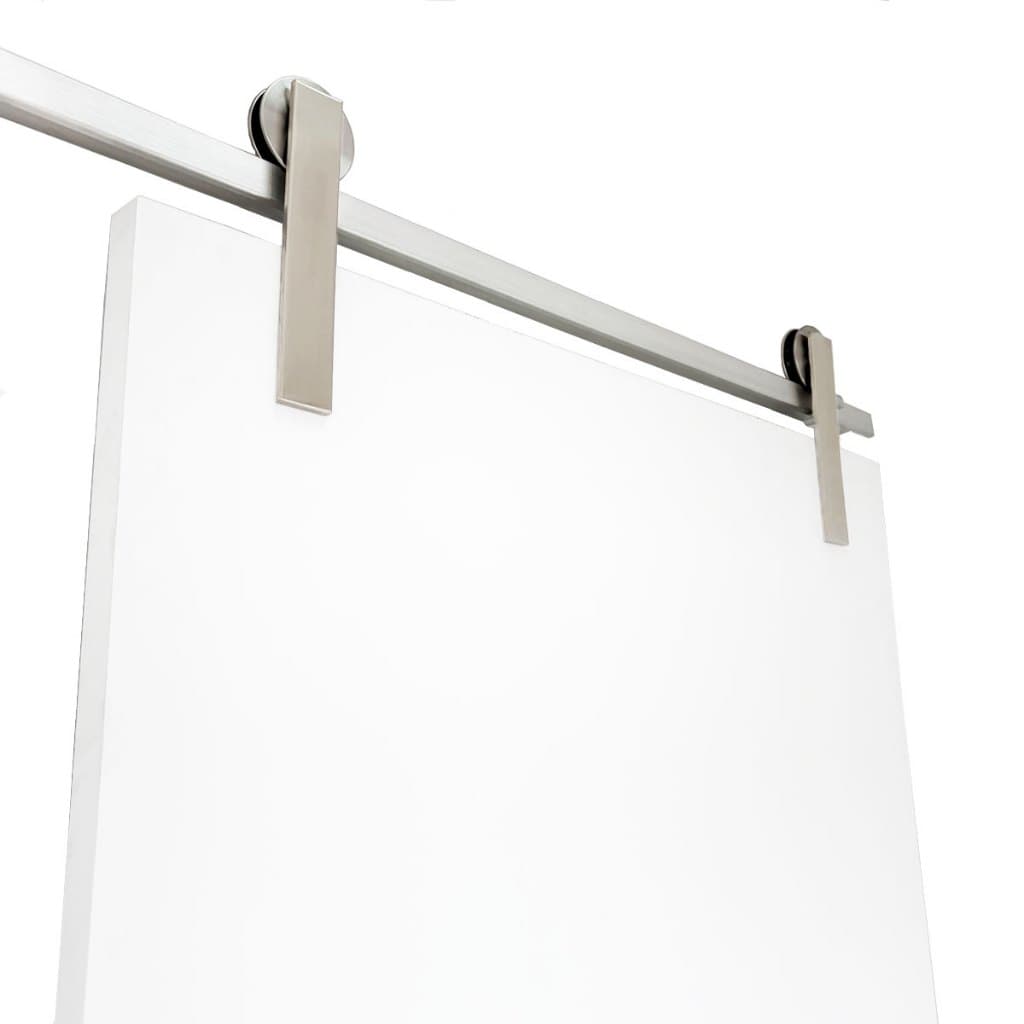 Kit Para Porta de Correr Trilho 2m Roldana Aparente Em Alumínio Escovado Fosco