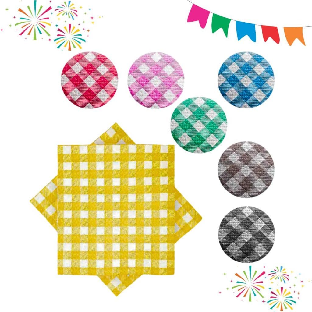 Guardanapo de Papel Xadrez Decorativo 33X33CM C/2 Folhas C/40 Unidades para Festas e Festa Junina