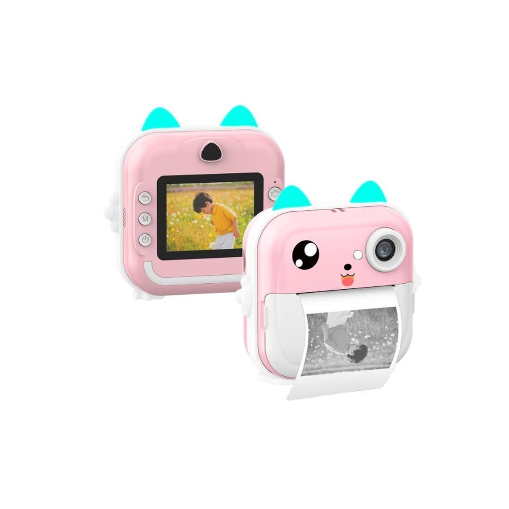 Câmera Digital Infantil Imprime Impressora Foto Cor Rosa