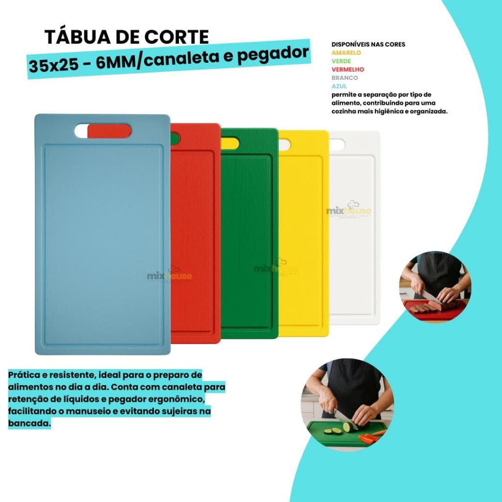 Tábua De Corte 35x25 Canaleta Pegador Profissional Polieltileno