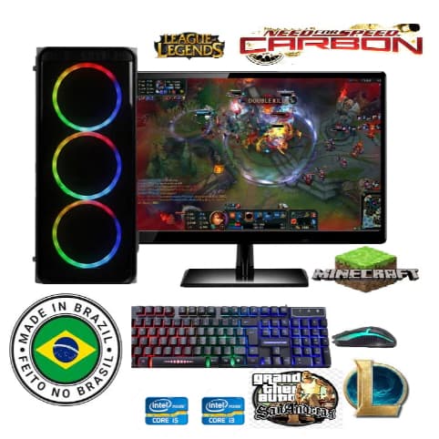 computador i5 16gb cpu gamer Barato monitor 19' wifi ssd128g+hd320g roda Roblox cs et2 lol mine
