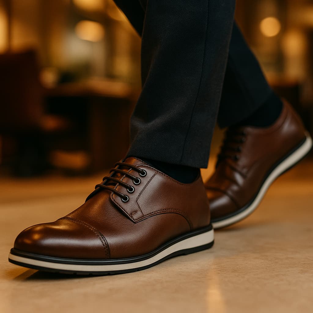 Sapato Casual Social Masculino Marrom Oxford Confortável, Estiloso e Antiderrapante