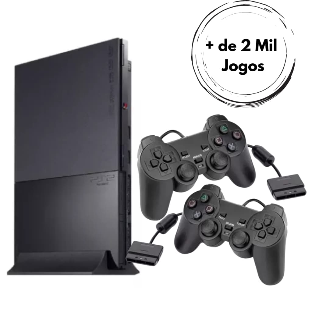 PlayStation 2 Ps2 Com OPL Com 2000 Jogos Play2 Usado + 2 Controles