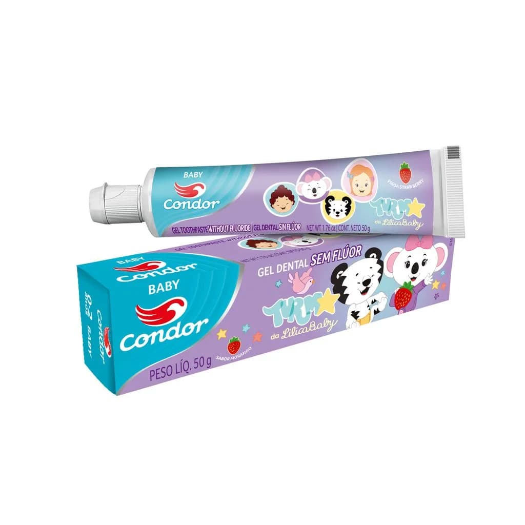 Gel Dental sem Flúor Morango Lilica Baby Condor Baby Caixa 50g