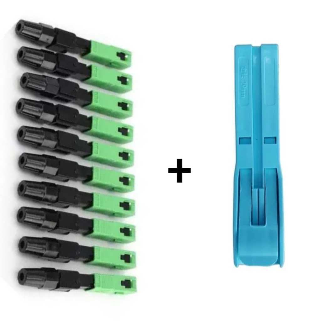 Conector Fast FTTH  SC/APC Rosca Verde - Reutilizavél C/Gabarito