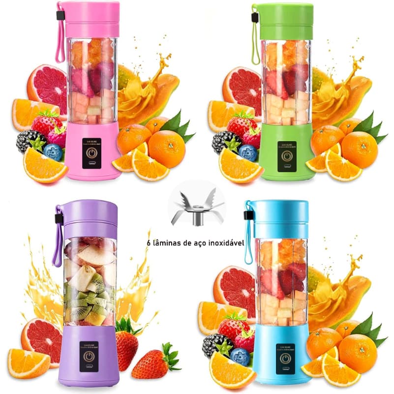 Mini Liquidificador Portátil Juicer 6 Laminas + Cabo USB Envio Imediato 110V/220V universal 380ML