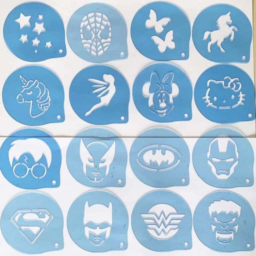 16 Stencil infantil Moldes para pintar rosto pintura facial