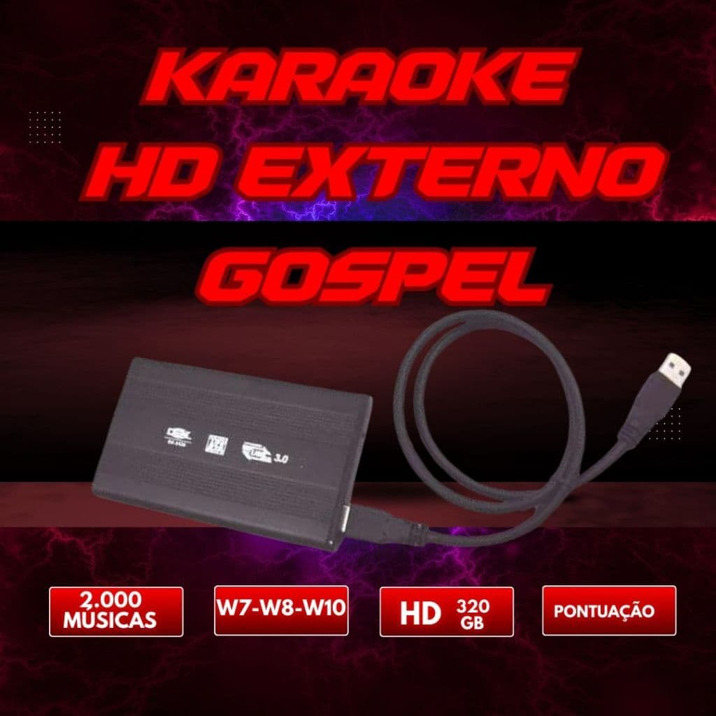 KARAOKE GOSPEL EM HD EXTERNO 2.000 MÚSICAS