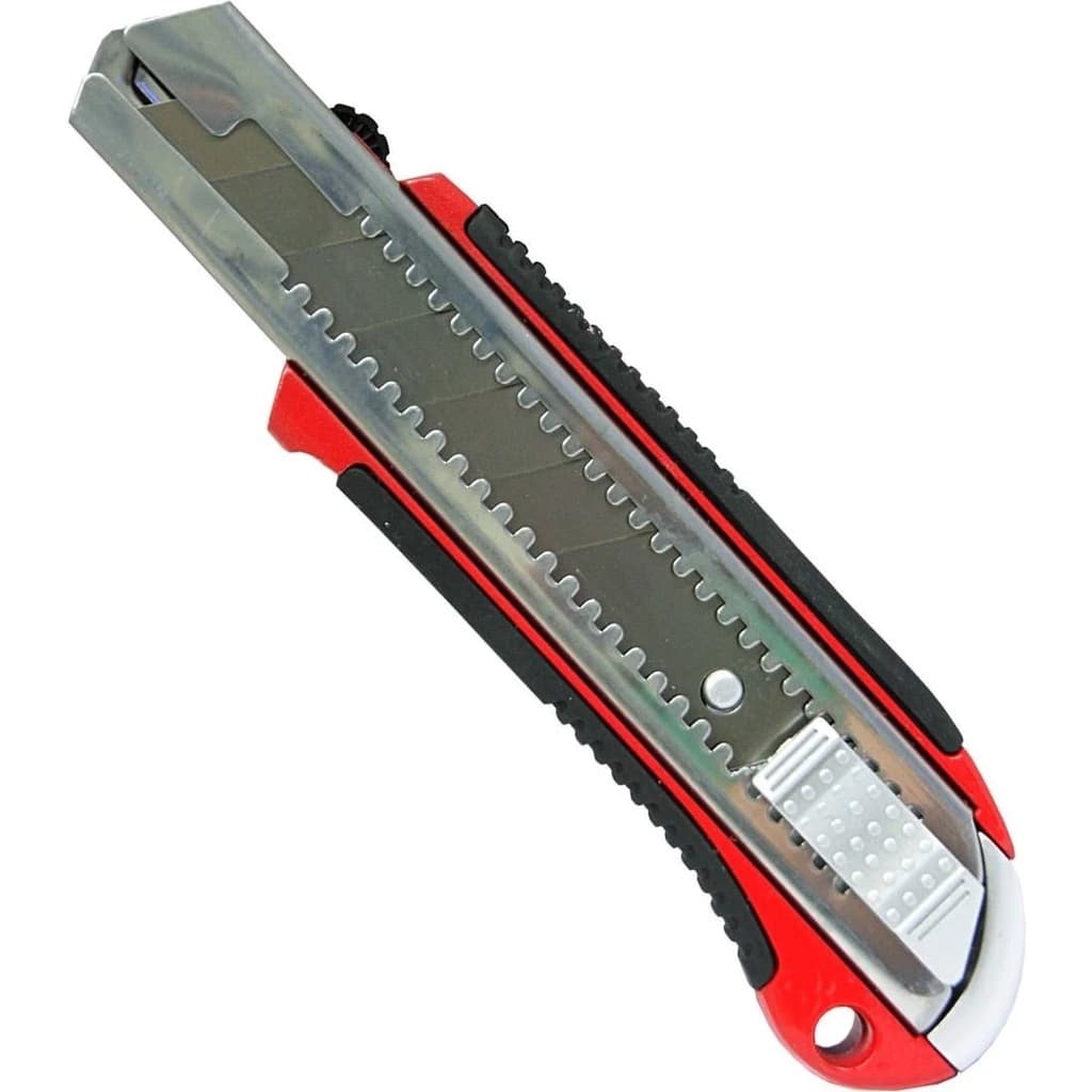 Estilete Retrátil 25mm Ponta Metal Reforçado Cabo Emborrachado Mtx