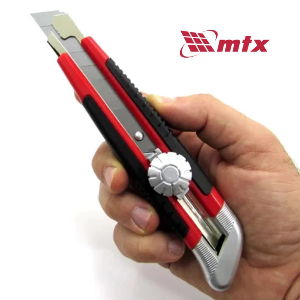 Estilete Profissional Reforçado MTX Estilete 18mm Trava Girátoria Emborrachado Estilete Retrátil