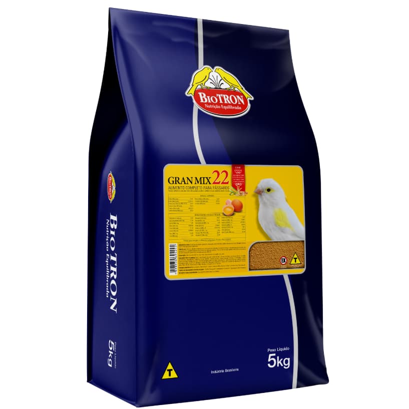 Gran Mix 22 5kg Biotron Ração Canários Calafates Diamantes de Gould Mandarins Manons Coleiros