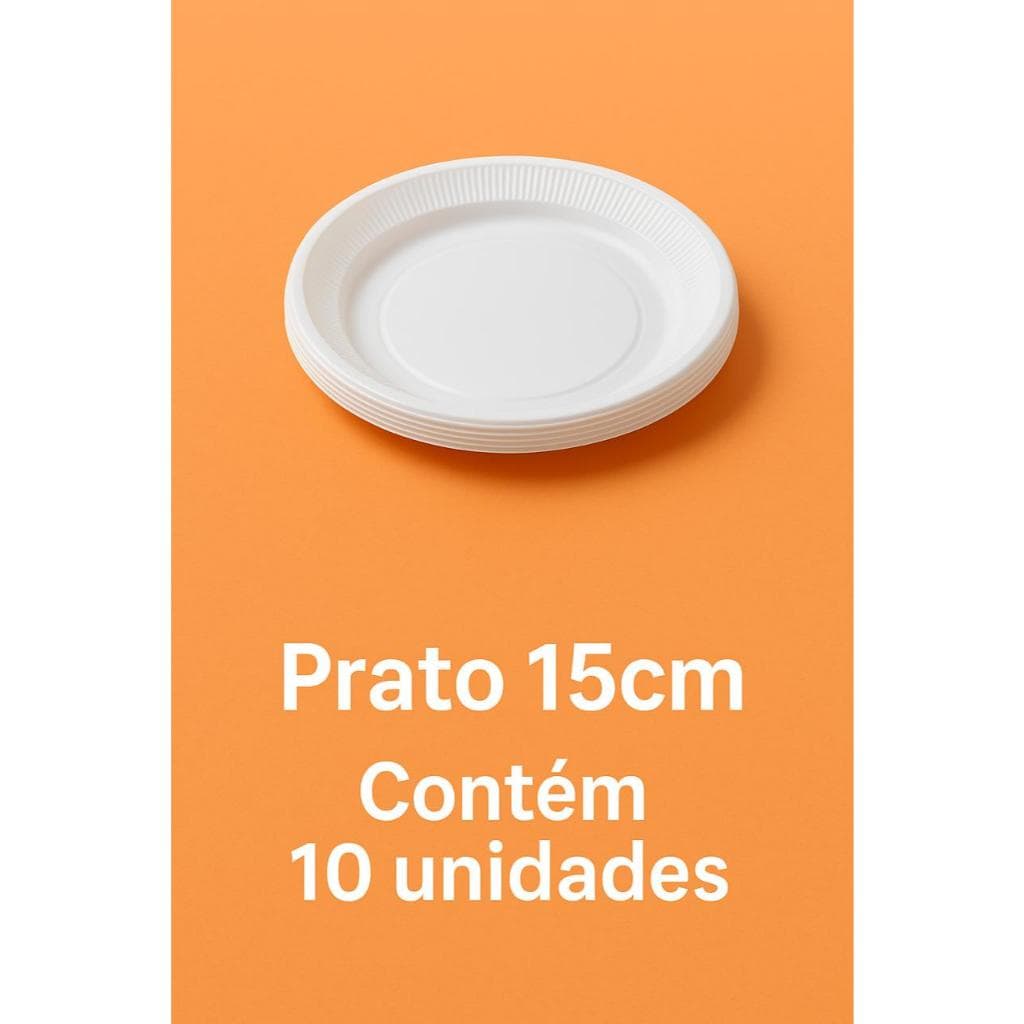 10~100 Pratos 15cm Raso para Sobremesa Descartável (bolo torta doce comida) – Pacote com 10 Unidades