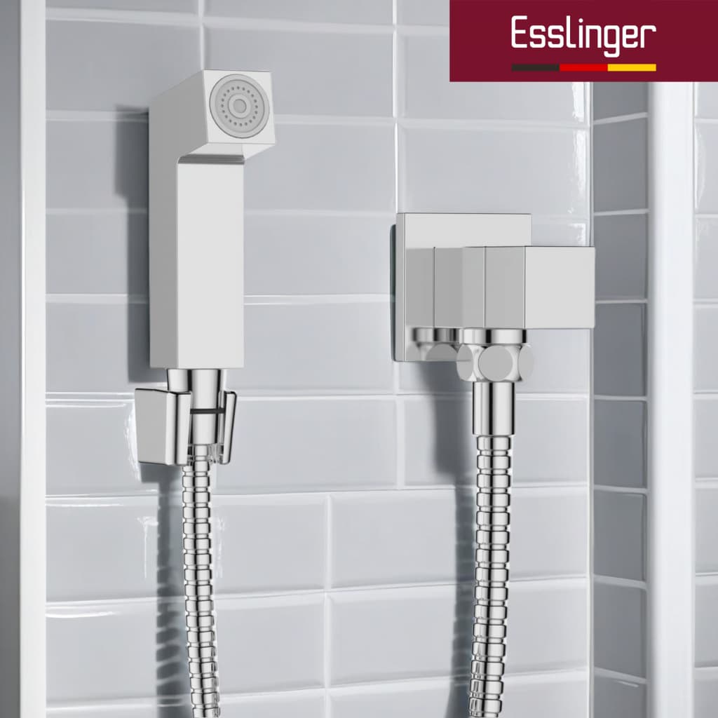 Ducha Higiênica Quadrada com Registro de Metal Chuveirinho de Mão Higiene Íntima