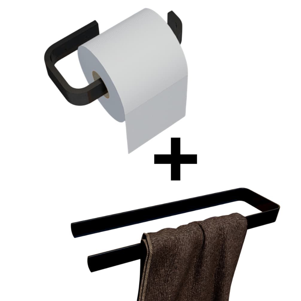 Kit porta papel higiênico + porta toalha de rosto metal