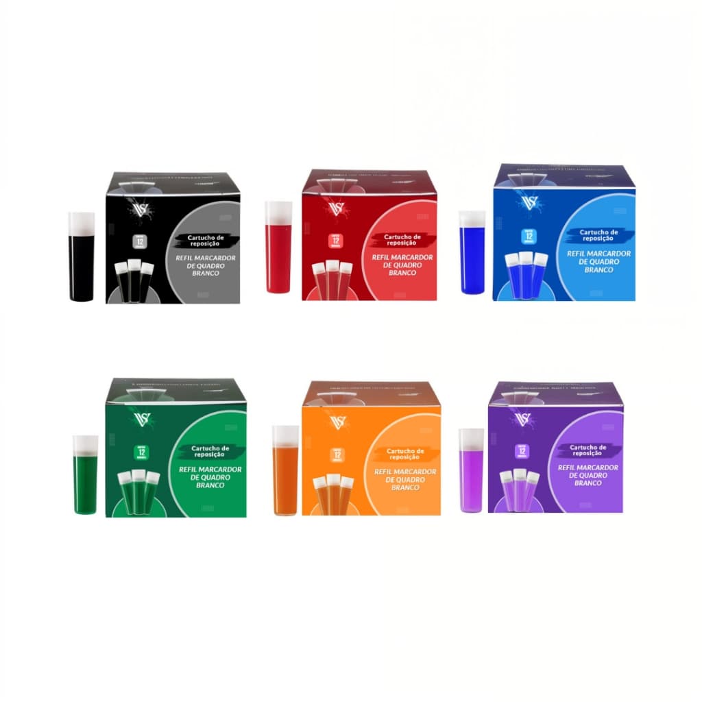 Refil Tinta Pilot V-Board Master 12un | Recarga Pincel Quadro Branco | Não Mancha o Quadro Branco