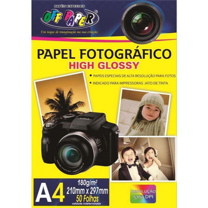 Papel Fotográfico Off Paper A4 50 Folhas High Glossy 180g /120g /240g