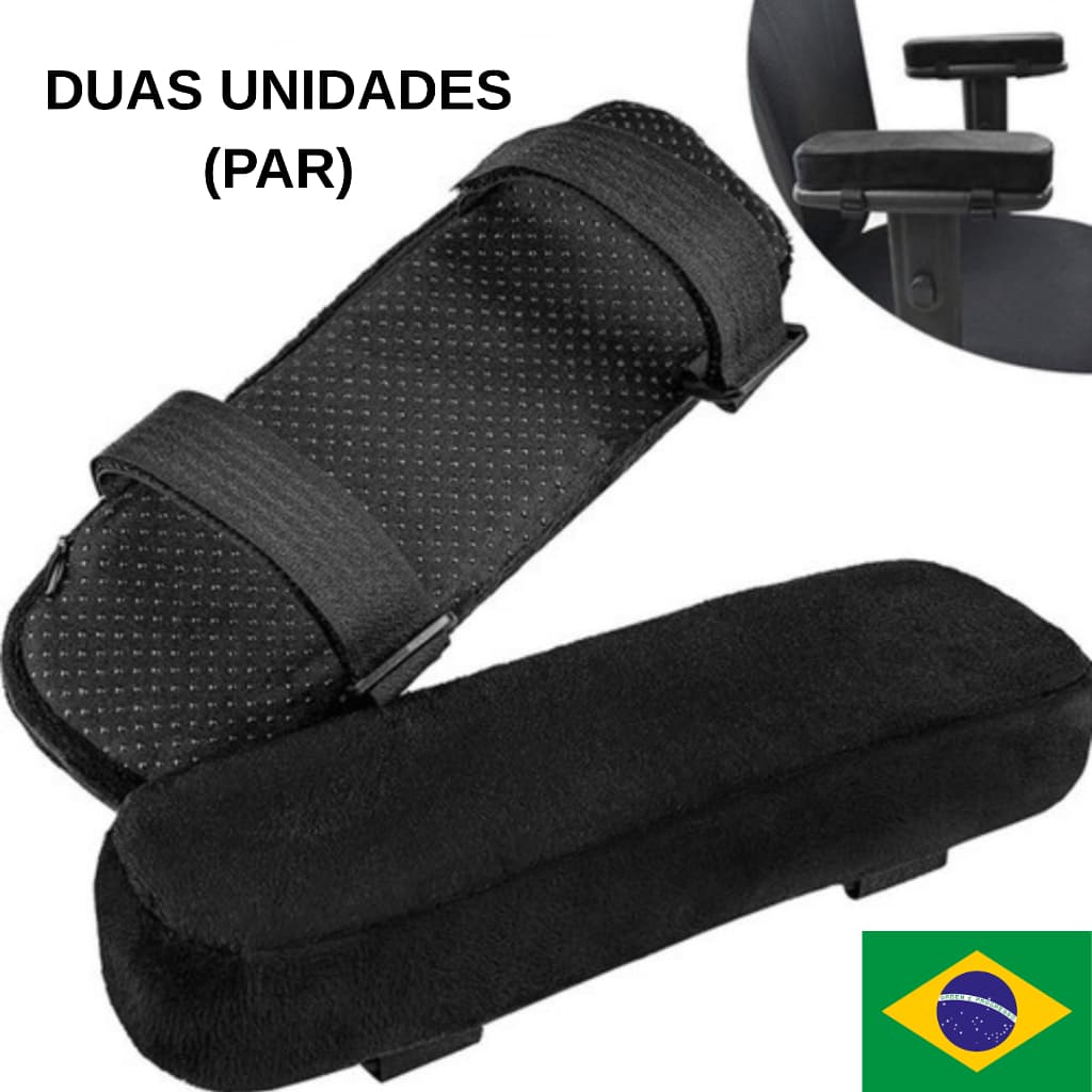 Par de Almofadas para Apoio de Braço Cadeira Escritório Gamer Antebraço Encosto Ergonômico