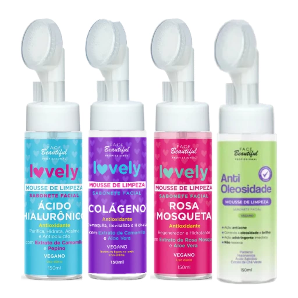 Kit C/4 Espuma Facial Mousse Micelar Face Beautifull