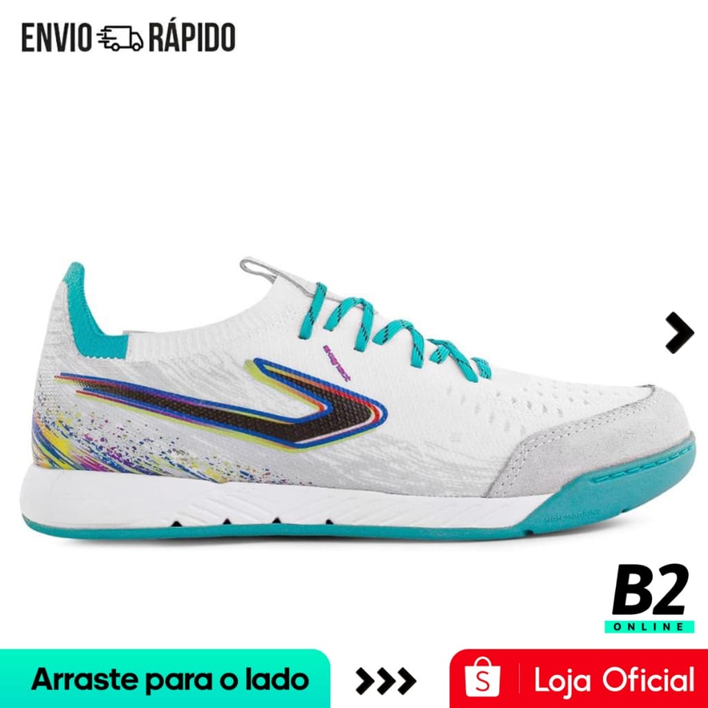 Chuteira Futsal Topper Dominator Fuse II Masculina Branca Original Com Nota Fiscal e Garantia