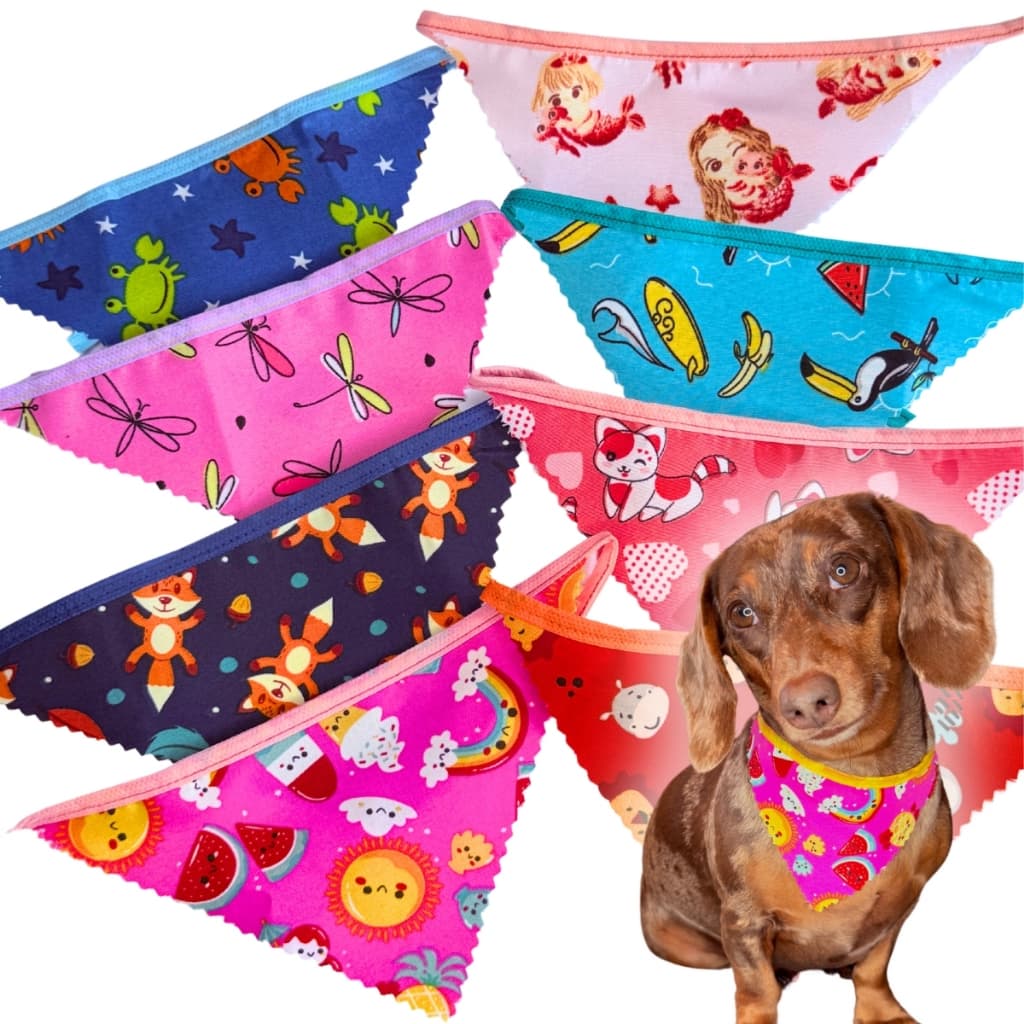 Kit 50 Bandanas para Pets Premium para Cães e Gatos Banho e Tosa - Tamanho P ou M