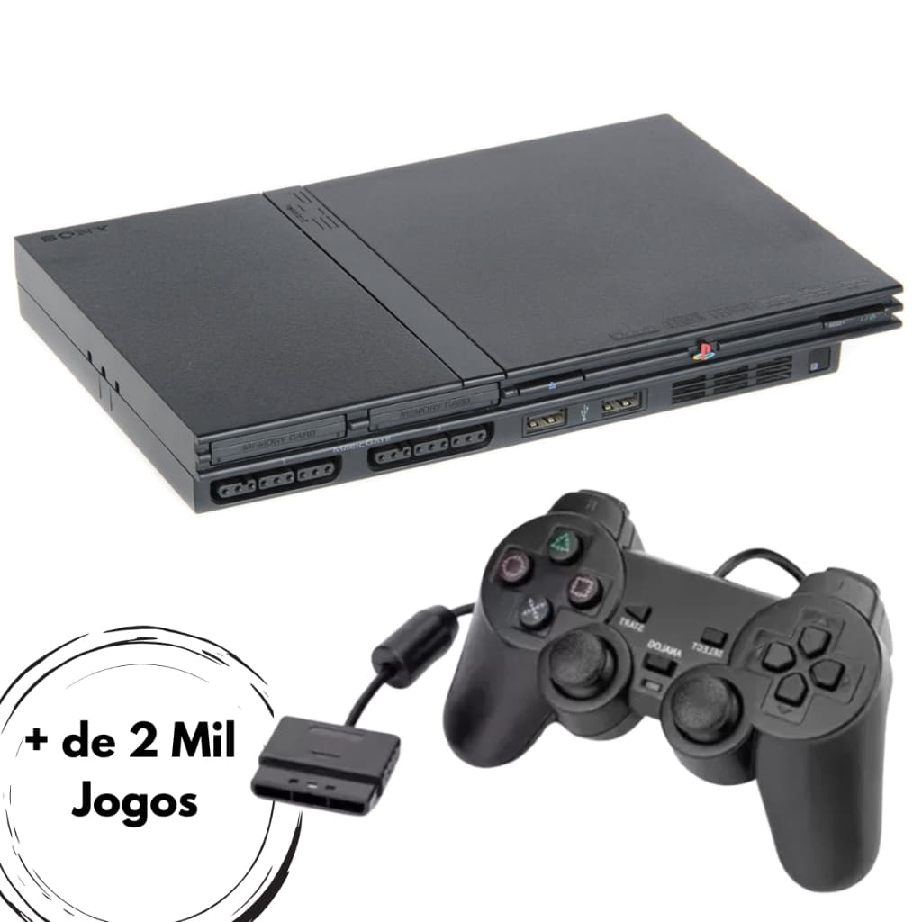 Ps2 Playstation 2 Usado Completo Com 2000 Jogos Na OPL + 1 Manete