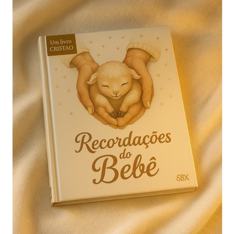 Livro Recordações do Bebê Cristão – Álbum de Memórias com Capa Dura e Ilustrações Religiosas