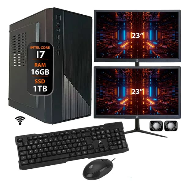 Computador Intel I7 16gb Ssd 1tb 2 Monitor 23 - Completo