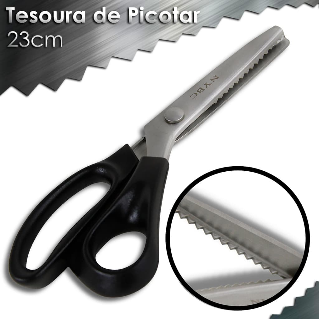 Tesoura Picotar Tecido 23cm – Corte em Ondas, Acabamento Profissional - MN