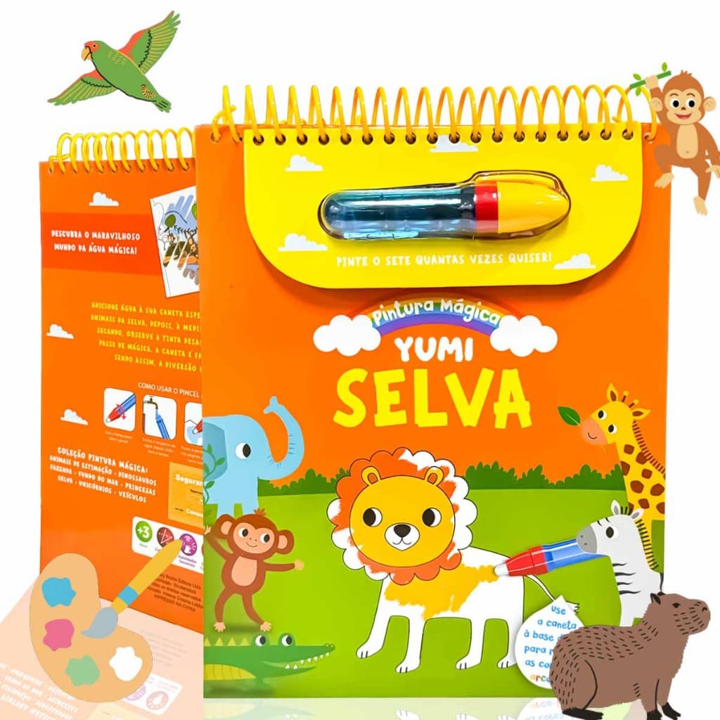 Livro De Colorir Infantil : Pinte Com Água Animais Da Selva | Com Caneta Mágica E Espiral Para Crianças