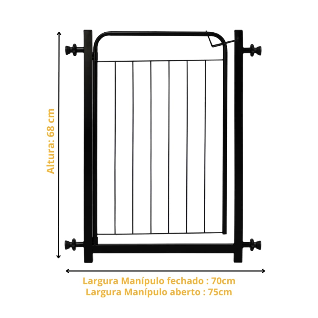 Pet Grade Portão Proteção Pet Cachorro 70 A 75 Cm Criança Cães Cor Branco/Preto