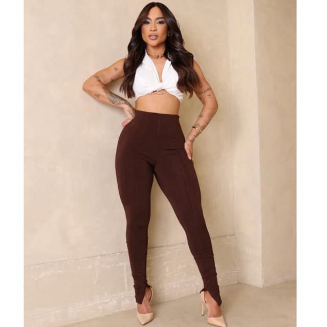 Calça Feminina Montaria Zhara Skinny Legging Cintura Alta Básica Casual Moda Outon  Inverno