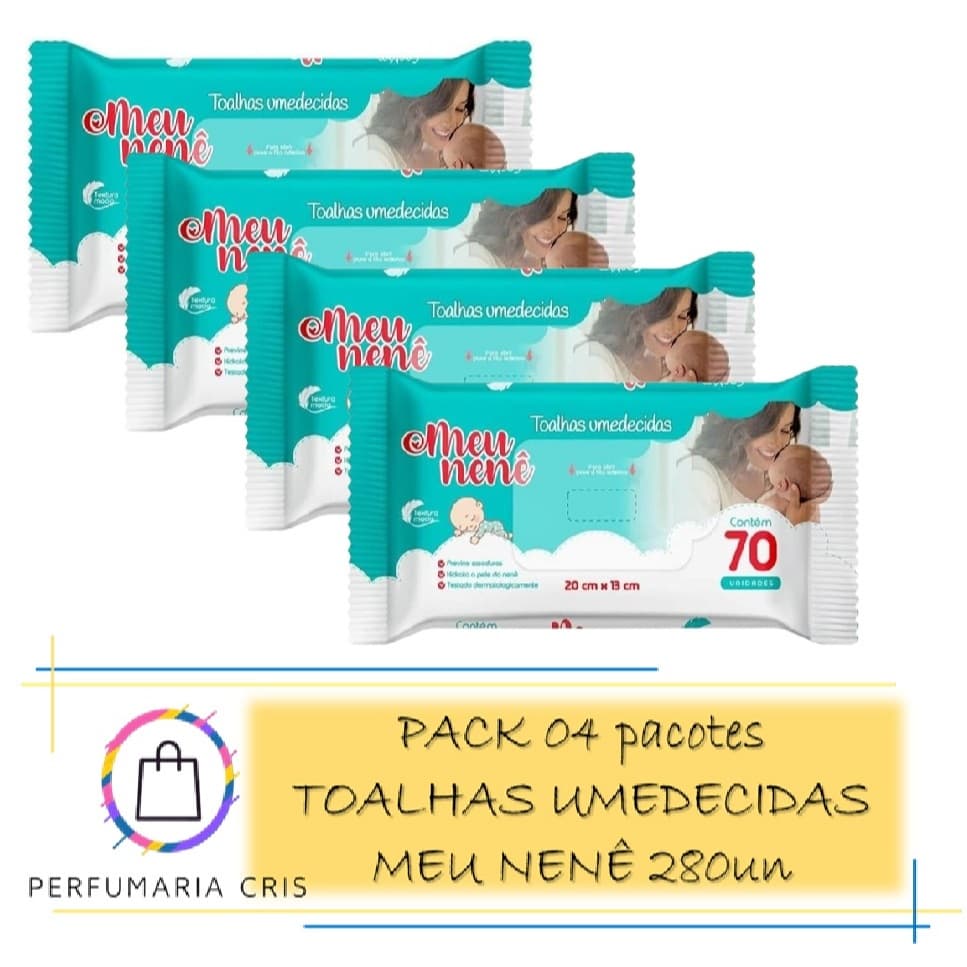 Pack 04 pacotes Toalha Umedecida Meu Nenê - 280 unidades